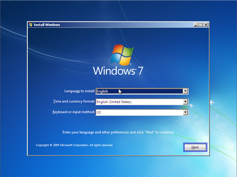 Install Windows - Language Selection